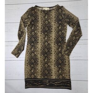 MICHAEL Michael Kors‎ Dress Small Green Snake Jersey Knit Long Sleeve